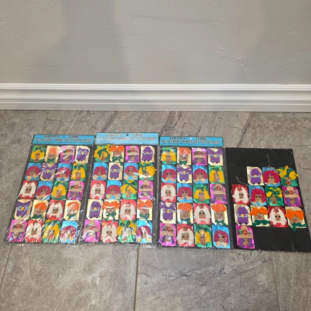 Vintage 50s-60s Christmas Gift Tags handmade Lot of 90 unused Happy Time